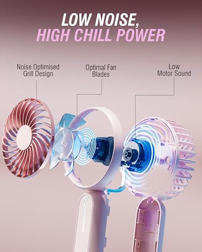 SABRENT ChillyPop Mini Portable Fan with Hanger, USB-C Rechargeable Handheld Personal Fan, 3 Speed Quiet Mini Cooling Fan,...