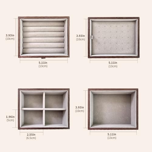 Black Walnut Jewelry Organizer, Wooden Jewelry Box with Gold Handle & Mirrored Flowers, 4 Layers of Storage | Perfect for ...