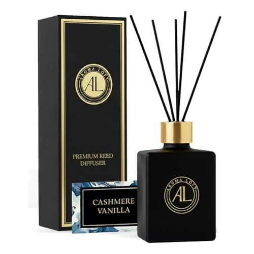 Aroma Loft Black Reed Diffusers for Home | Premium Fragrance Diffuser | Reed Diffuser Sticks in Oil Set with Cashmere Vani...
