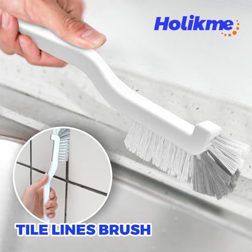 Holikme Cleaning Brush Set, Scouring Pad for Cleaning, Groove Gap Brushes for Pot, Pan, Kitchen Sink, Wire Brushes (Brown)