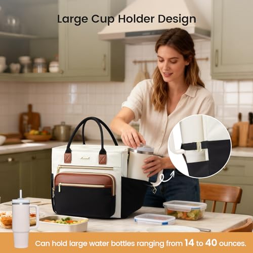 LOVEVOOK Insulated Lunch Bag Women,Wide Opening Adult Lunch Box Women,Large Leakproof Cooler Bag for Work Picnic Beach Fam...