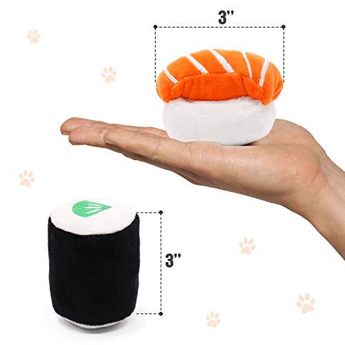 CiyvoLyeen 6 Pack Sushi Cat Toys with Catnip Sushi Roll Pillow Kitten Chew Bite Supplies Boredom Relief Fluffy Kitty Teeth...