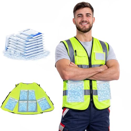 PANGTIKU Ice Cooling Vest for Men Women - Cool Vest with 20 Gel Ice packs Reflective Vest for Hot Weather Work Sport, X-La...