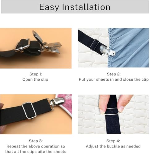Yoovat Couch Cushion Covers Holder Straps Sofa Couch Covers Sofa Slipcover Holder Clips 10 to 60in(25-160cm) Adjustable El...