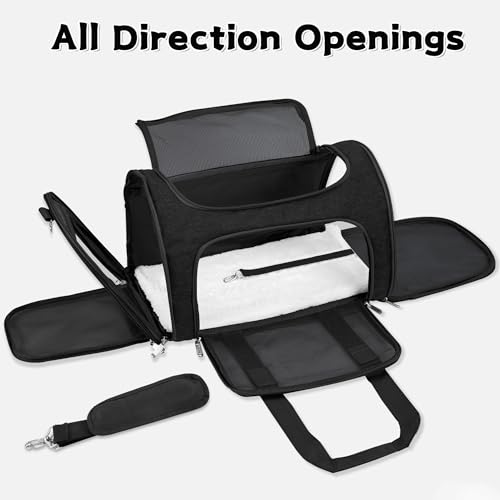 Soft-Sided Cat/Dog/Pet Carrier, Collapsible Pets Travel Carriers for Big Cats/Small Dogs with Shoulder Strap & Removable M...