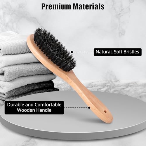 Boar Bristle Cat Brush with Wooden Handle, Soft and Gentle, Reduce Shedding, Make Coat Soft, Smooth and Shinny, Daily Groo...