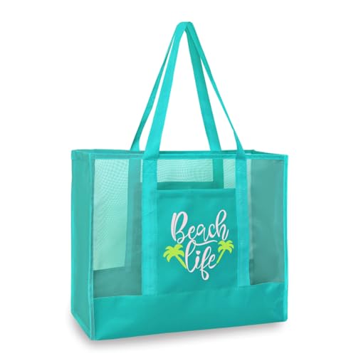 hsmyank Reusable Large Beach Bags With 2 Pockets & Zipper, Lightweight Beach Tote for Poolside, Trip/swim