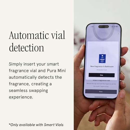 Pura Mini Smart Fragrance Diffuser for Small Spaces Adjustable Smart Home Device with LED Light & Automatic Vial Detection...