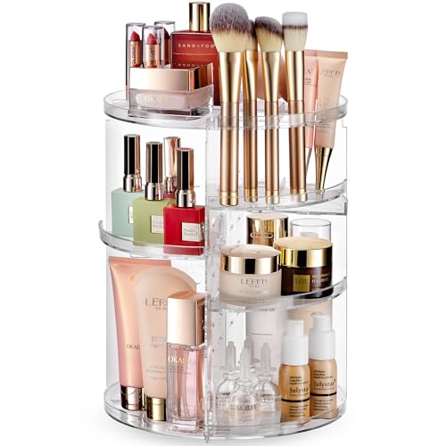 Masirs 360 Rotating Makeup Organizer Countertop - Adjustable Shelf Height - The Perfect Round Spinning Cosmetic Organizer ...