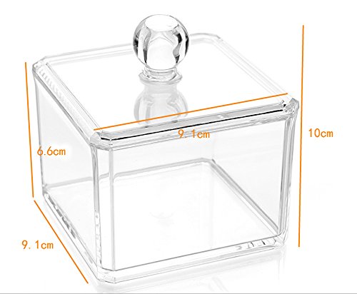 Kamay's Transparent Cotton Ball Pad Swabs Make Up Pads Dispenser Holder Organizer Container with lid Multifunction Acrylic...