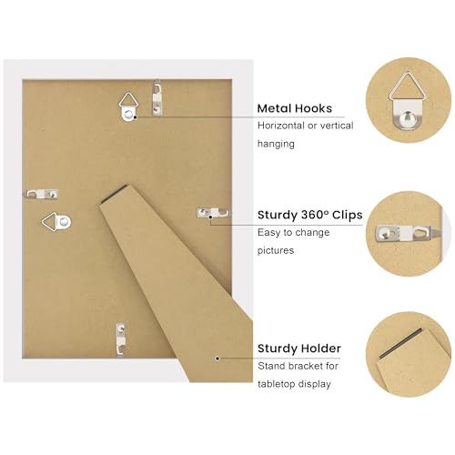 THKRLOF 5x7 Picture Frame with Real Glass, Wooden cute 5 x 7 Photo Frame with Wavy Mat for Tabletop and Wall Hanging, Whit...