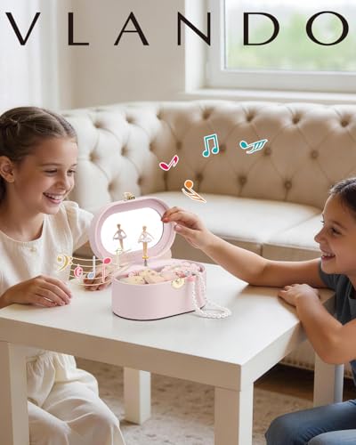 Vlando Musical Jewelry Box for Girls - Kid Music Box with Ballerina for Birthday Bedroom Decor - Valentines Day Birthday G...