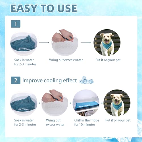 PUPTECK Dog Cooling Bandana for Hot Summer, 4 Pack Spring Cat Pet Scarf Instant Cooling Towels, Ice Neck Cooler Wraps for ...