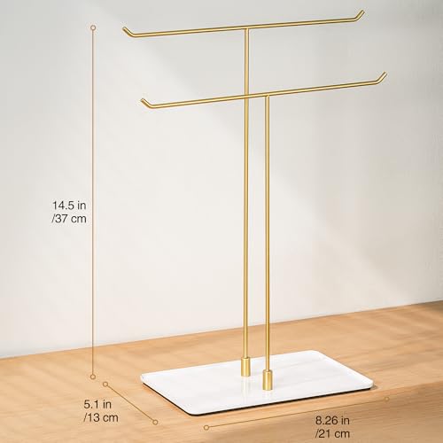 bussdis Necklace Stand Aesthetic Necklace Holder: Metal Necklace Organizer for Home Decor, Gold