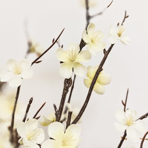 Cherica 4 Pcs Cherry Blossom Branches 39 Inch White Fake Flowers Spring Decorations for Home Decor, Artificial Flowers Lon...