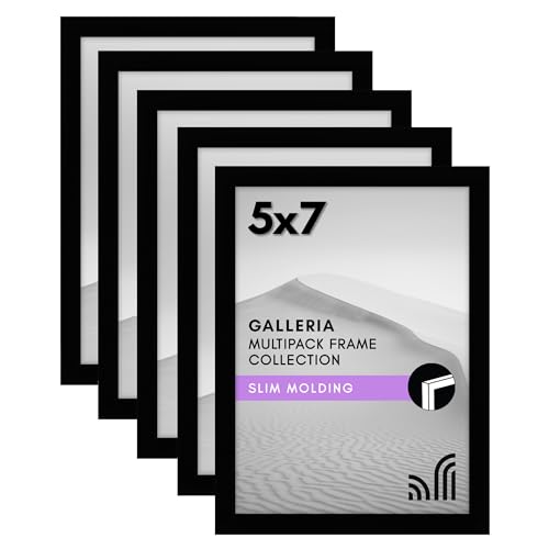 Americanflat 5x7 Picture Frame with Polished Plexiglass - Set of 5 - Galleria Collection - Picture Frames for Tabletop and...
