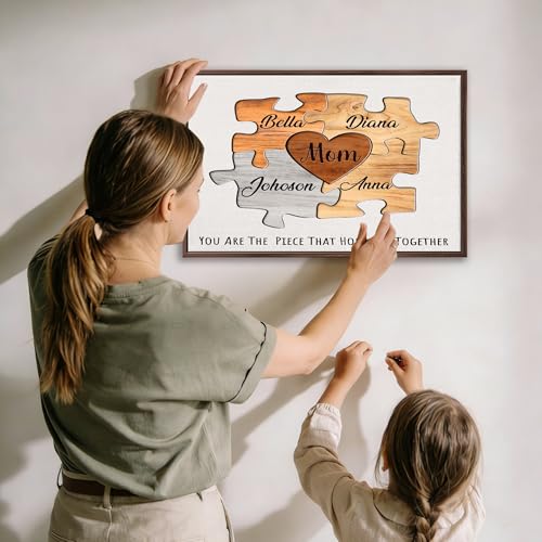 Personalized Mothers Day Idea Gifts for Mom from Daughter Son Kids Husband Custom Puzzles Sign Canvas Prints with Names fo...