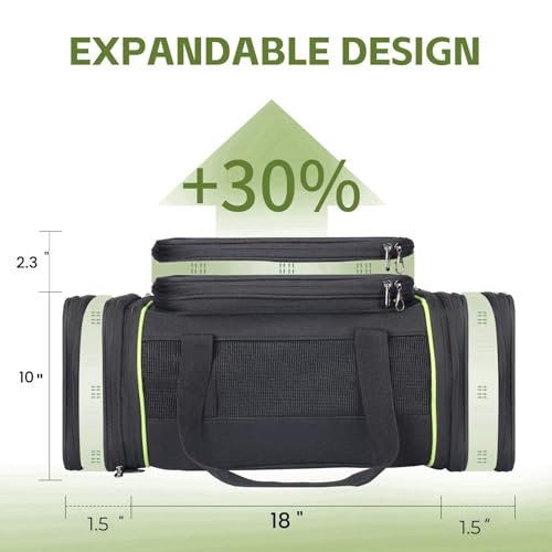 DAROSS Black Expandable Pet Carrier for Cats/Dogs - Airline Approved, 2-Side & Height Extendable Design - Soft Sided Trave...