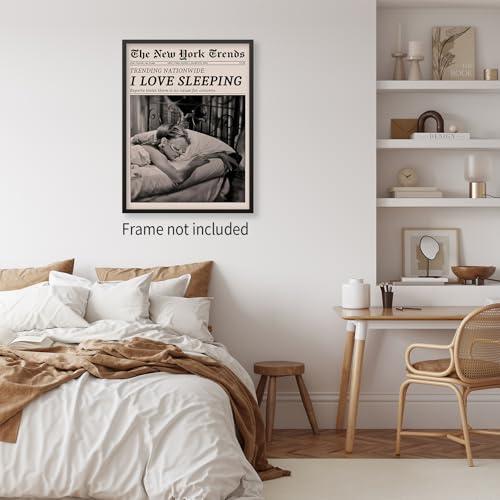 VERENIX Retro Black and White Feminist Wall Art Newspaper Aesthetic Canvas Posters Vintage Funky Girl Sleeping Prints for ...