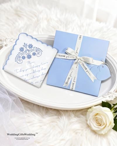 WeddingGiftsWedding Wedding Embroidered Handkerchief, Father&Mother Of The Bride Gifts, Something Blue Wedding Gift