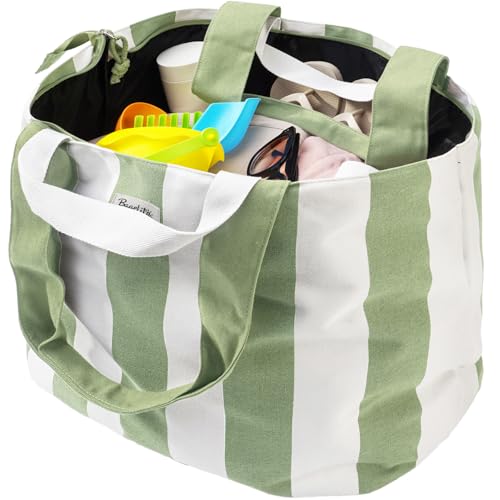 Bagelite 22'' 50L Large Beach Bag with Zipper, Extra Large Canvas Tote Bag for Women, Weekender Pool Bag