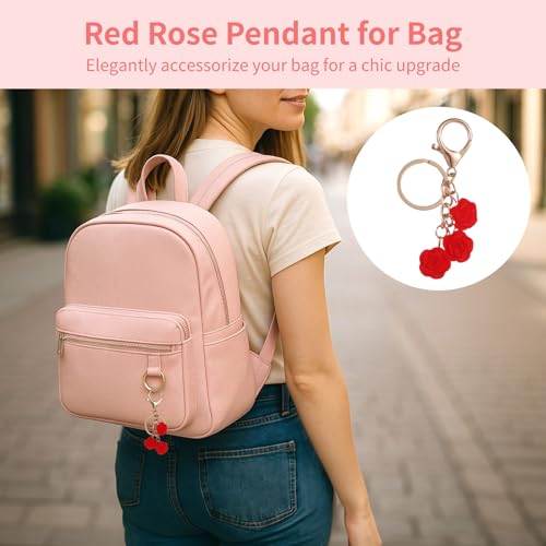 NIMBLOOM 25 Pcs Red Rose Keychains, Alloy Flower Keychain Bulk for Wedding Bridal Guests Souvenir, Romantic Party Favors S...