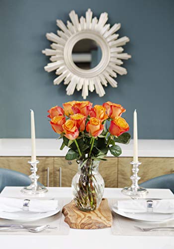 KaBloom - Bouquet of 12 Fresh Orange Roses with Vase - Fresh Flowers for Birthday, Valentine's & Mother's Day