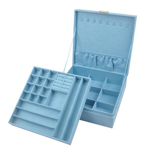 GYJOYERO Jewelry Boxes 10 x 10 Inches 2-layer Handle Necklace Holder Organizer Jewellery Women Rings Storage Display Girls...
