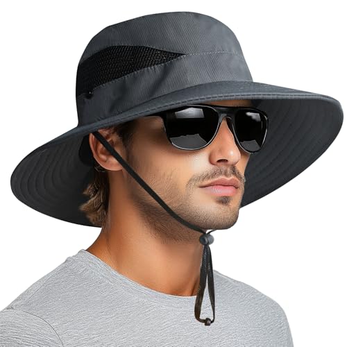 PFFY Sun Hats for Men Women Wide Brim Bucket Hat UPF 50+ Outdoor Beach Hiking Fishing Hat