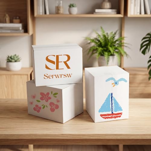 Serwrsw 8x6x6 inch Shipping Boxes White Set of 30, Inner Size 7.9x5.9x5.9 inch Corrugated Cardboard Boxes for Packaging Sm...