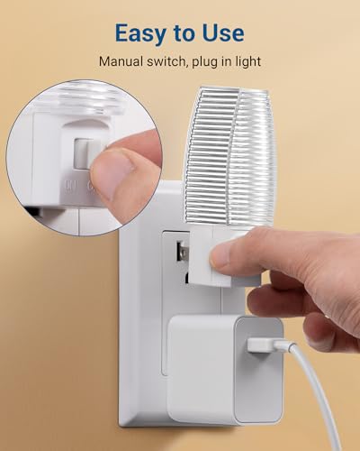 DEWENWILS Plug in Night Light with Switch, Manual ON Off LED Nightlight for Kids, Nursery, Bedroom, Bathroom, Hallway, Sta...