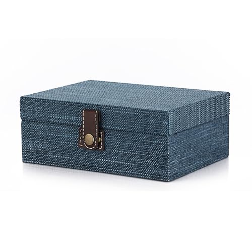 Hipiwe Treasure Chest Box - Wooden Decorative Trinket Jewelry Box with Clasp Memento Case Box Rectangular Keepsake Jewelry...