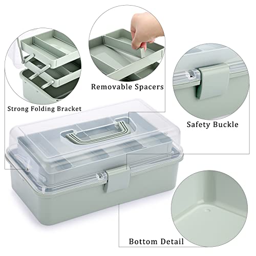 BTSKY 3-Layer Plastic Dividing Storage Box Craft Organizer and Storage with Adjustable Spacers Portable Handled Art Supply...