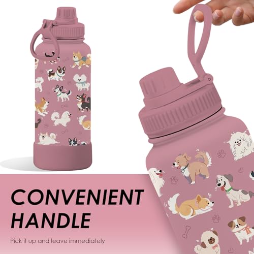 Gift for Dog Lovers - 34oz Dog Water Bottle for Women, Puggy Travel Coffee Tumbler Insulated Stainless Steel Tumbler with ...