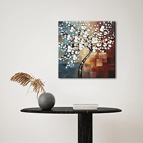 Wieco Art Morning Glory Modern Abstract White Flowers Oil Paintings on Canvas Wall Art 100% Hand Painted Floral Artwork fo...