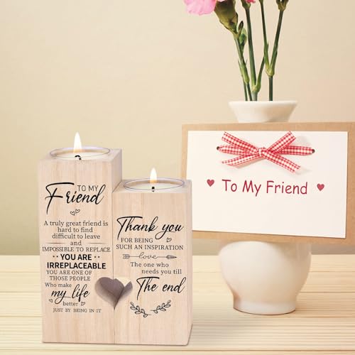 Double-Sided Printing Wooden Candle Holders-to My Friend,You are IRREPLACEABLE, Thank You for Being My Unbiological Siste...