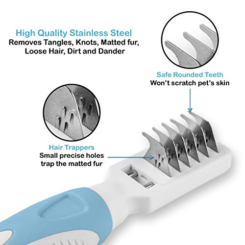 Pets First Professional Pet Mat Remover - Dematting Tool for Grooming Cats & Dogs - Removes Matted Fur, Tangles, Knots, Lo...