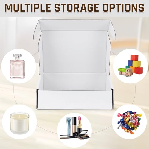 50-Pcs White Small Shipping Boxes - 3 Layer Bulk Corrugated Cardboard Packaging Boxes for Small Business, Ecommerce Mailer...