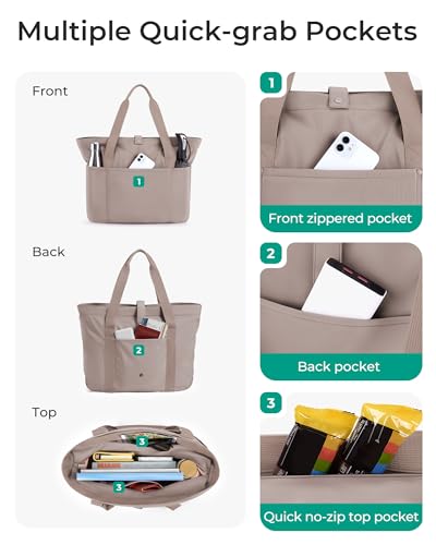 BAGSMART Tote Bag for Women, Foldable Tote Bag With Zipper Travel Large Shoulder Bag Handbag for Work