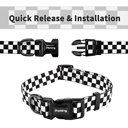 Ihoming Puppy Collar and Leash Set for Daily Outdoor Walking Running Training, Chess Board Design for Extra Small Boys Gir...