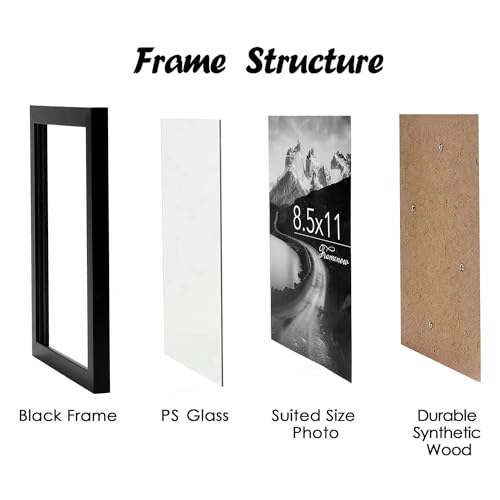 Framenow 8.5x11 Picture Frames Set of 3, Shatter-Resistant Glass Display Certificate or Pictures 8.5 by 11,To Wall and Tab...
