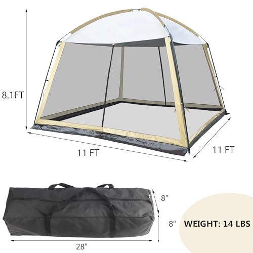 GREGIN Screen House Room 11x11 Ft Mesh Net Tent Canopy Shelter Gazebo, Easy Setup & Waterproof & Sunshade, Suitable for Ca...