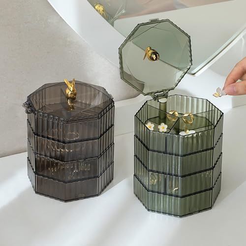 Lifeuping Jewelry Organizer with Handle, 4-Layer Acrylic Jewelry Box, Clear Jewelry Boxes for Women Girls, Make up Earring...