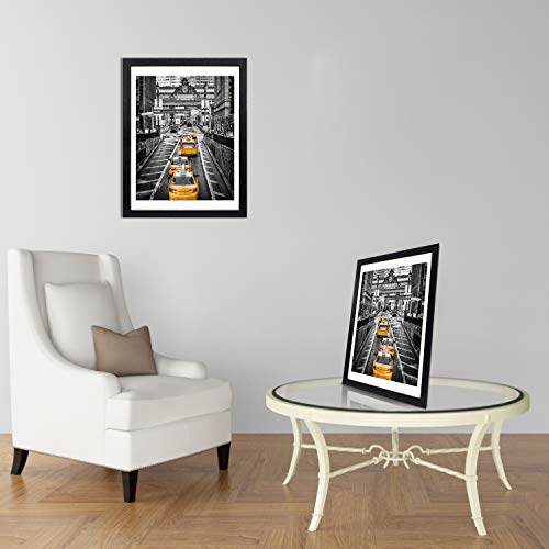 Finefrarm 12x16 Frames Display 11x14 Picture with Mat or 12 x 16 Photo Without Mats Black Picture Frames Wall Art for Livi...