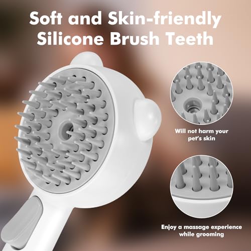 4 in 1 Pet Steam Brush for Cat & Dog, Cat Steam Brush for indoor Cats, Self Cleaning Shedding & Grooming Tool with Waterle...