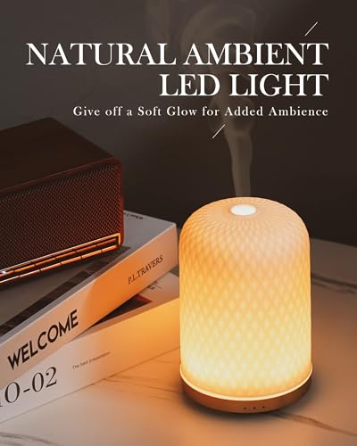 Onaboviva Essential Oil Diffuser - 2.4MHz Ultrasonic Ceramic Diffuser for Home, 110ml, 1/2/3H Mist Timer, Silent (≤25dB), ...
