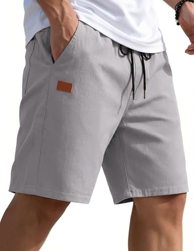 COOFANDY Mens Casual Shorts 9" Chino Cotton Shorts Summer Beach Drawstring Shorts with Pockets