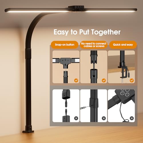 SIBRILLE LED Desk Lamp for Home Office - Dimmable Computer Desk Light with Clamp, Modern Architect Task Lamp with Color Ch...