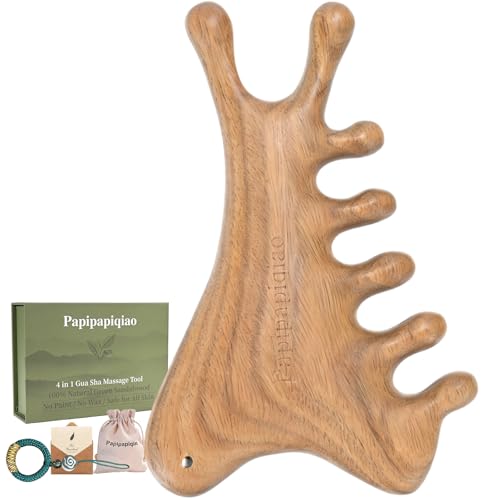 Gua Sha Tool for Face &Body,Gua Sha Sculpting Tool,Wooden Gua Sha Tool Face, Jawline Shaper Lymphatic Drainage Brush,Scalp...