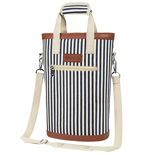 opux Two Bottle Wine Bag Carrier Tote, Insulated Leakproof 2 Bottle Wine Cooler Bag for Travel BYOB Picnic, Portable Wine ...